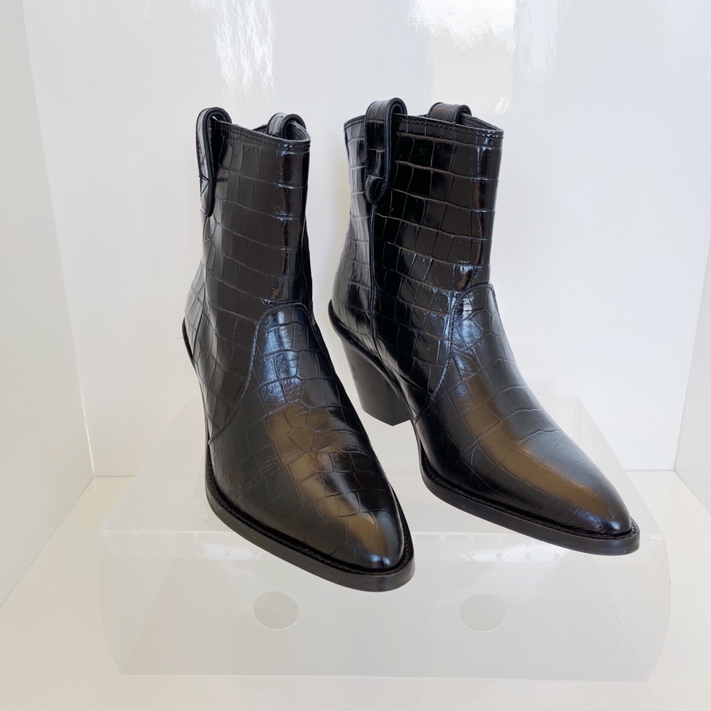 NEW ๐ฅ Designer Fabienne Chapot Black ๐ฏ %Leather Ankle Boots - Picture 2 of 11
